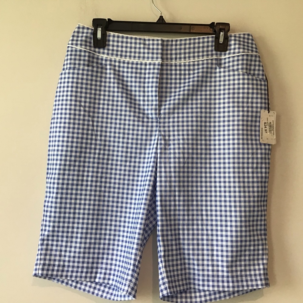 Bermuda Shorts 10 Blue White Check NWT